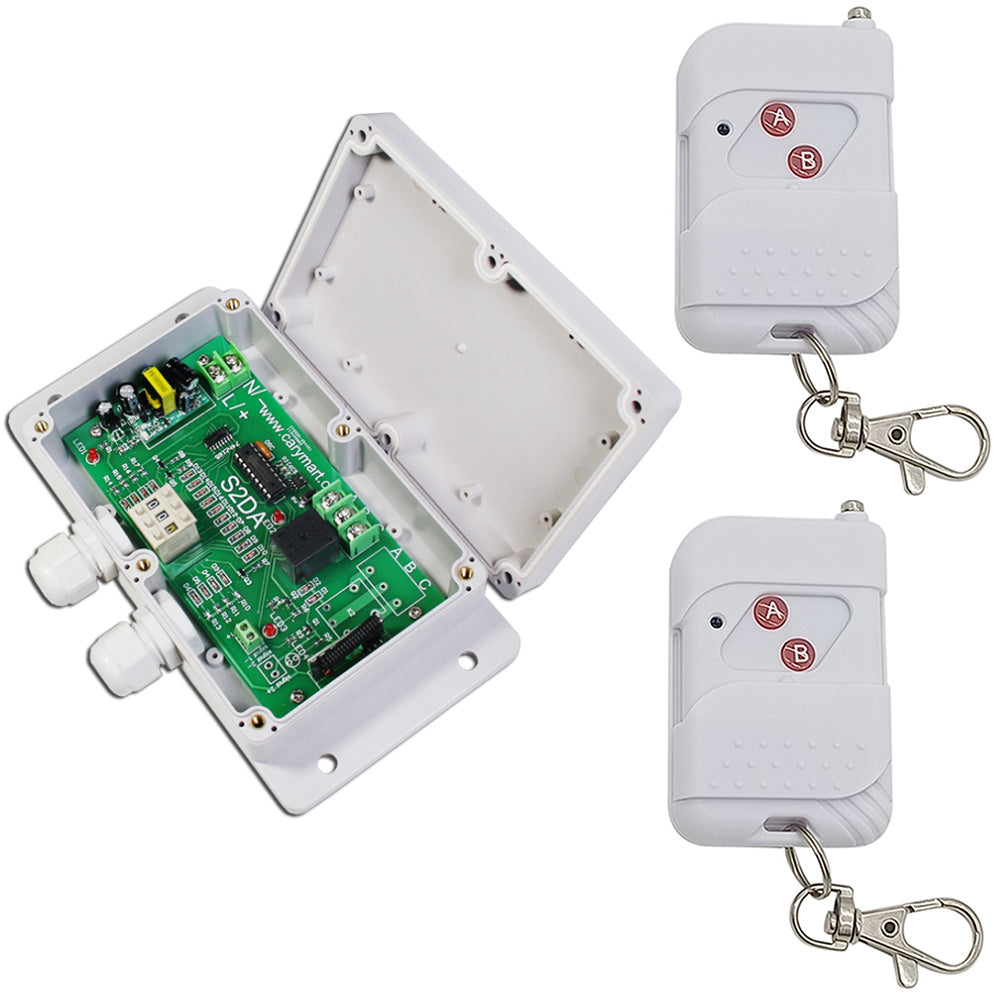 12V 315mhz 30A on off remote control relay switch with 2 water resistant  key fob