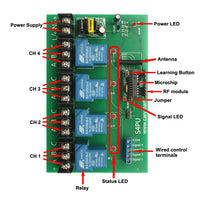 120V 220V Wireless Switch Receiver 4 Channel 30A Relay Output (Model: 0020449)