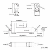 Waterproof DC Electric Linear Actuator IP67 Stroke 32 Inch 800mm (Model: 0041945)