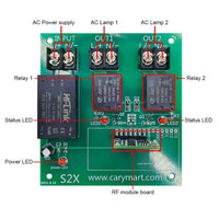 2 Way AC Power Output Wireless Receiver and RF Transmitter (Model: 0020396)