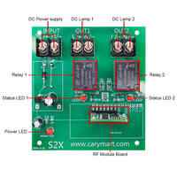 2 Channel Wireless RF Switch DC Power Output Receiver (Model: 0020346)