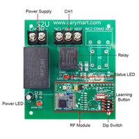 120V 220V Wireless Remote Control Switch Kit 1-CH 10A Dry Relay Output (Model: 0020689)
