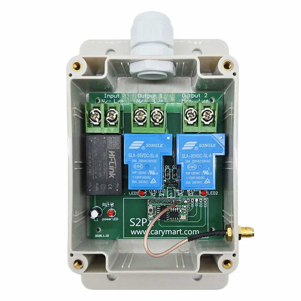 110V 220V Wireless RF Switch Receiver 2 Way AC Power Output 30A (Model: 0020048)