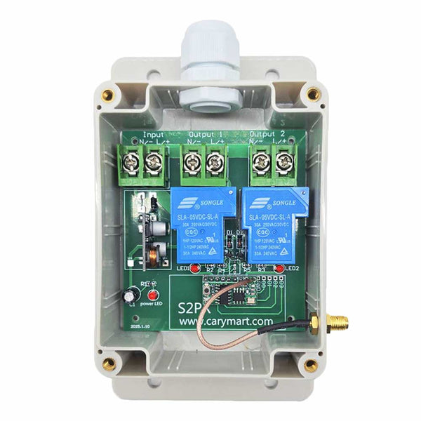 10~80V 30A Wireless RF Switch Radio Receiver 2 Way DC Power Output (Model: 0020047)