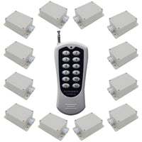 Twelve DC Wireless Receivers and A 12 Buttons RF Transmitter (Model: 0020494)