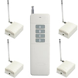 Four 1 Way 10A Relay Output DC Wireless Receivers and a RF Transmitter (Model: 0020354)