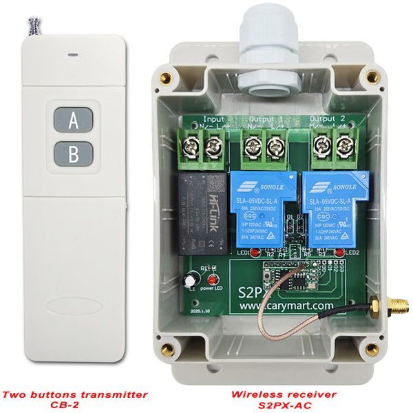 110V 220V 30A Wireless Remote Control Switch Kit 2 Way AC Output 2 km (Model: 0020516)