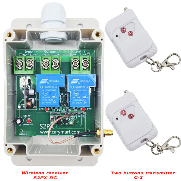 10~80V 30A Wireless Remote Control Switch Kit 2 Way DC Power Output (Model: 0020530)