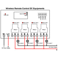 DC Wireless Switch RF Receiver 4 CH High Power 30A Relay Output 