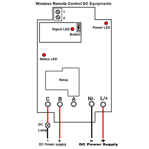 1 Way DC Power 30A Relay Output Wireless Switch and RF Transmitter ...